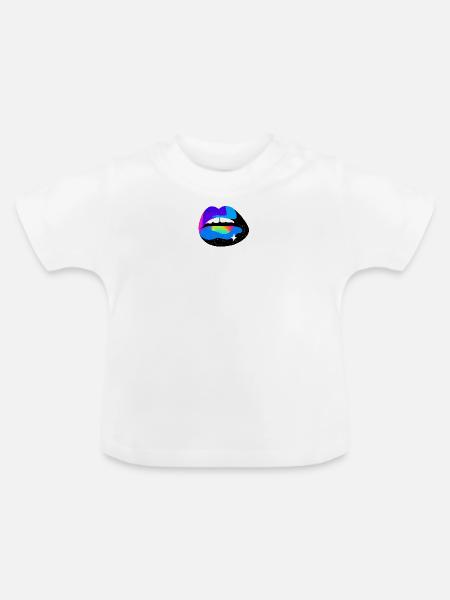 Kosmische Regenbogenlippen - Baby Bio-T-Shirt mit Rundhals - Weiß