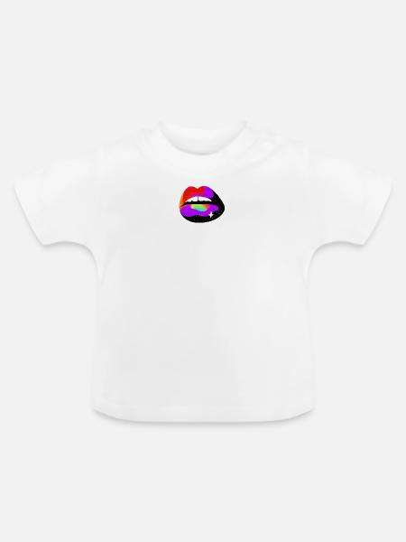 Kosmische Regenbogenlippen - Baby Bio-T-Shirt mit Rundhals - Weiß