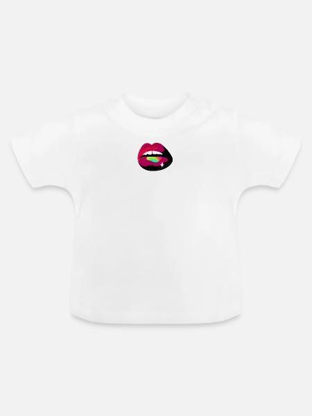 Kosmischer Regenbogen Lippenkuss - Baby Bio-T-Shirt mit Rundhals - Weiß