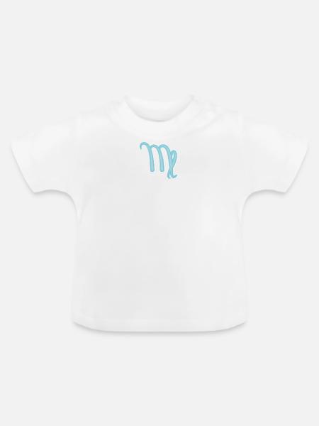 Jungfrau Sternzeichen Pastel Blau - Baby Bio-T-Shirt mit Rundhals - Weiß