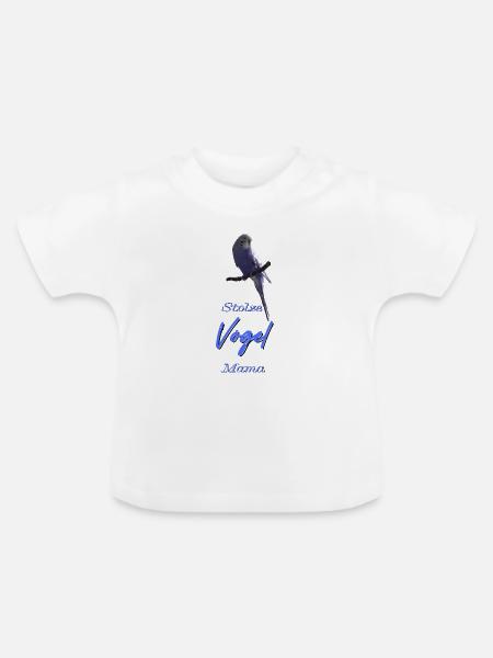 Stolze Vogelmama Blauer Wellensittich Geschenkidee - Baby Bio-T-Shirt mit Rundhals - Weiß