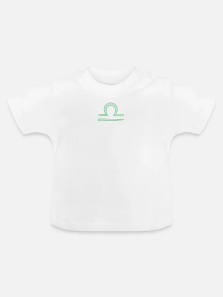 Waagezeichensymbol Pastellgrün - Baby Bio-T-Shirt mit Rundhals - Weiß