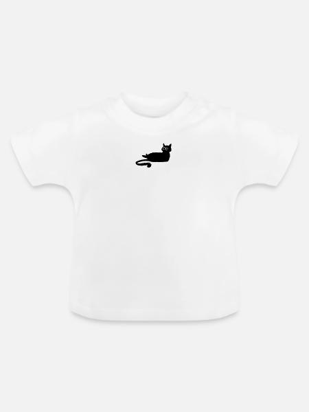 Anthrazit Schwarze Katze - Baby Bio-T-Shirt mit Rundhals - Weiß