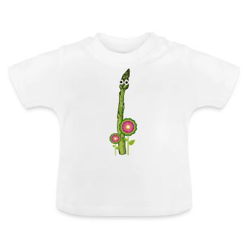 asperges, asperges vertes - T-shirt bio col rond Bébé - blanc - Devant