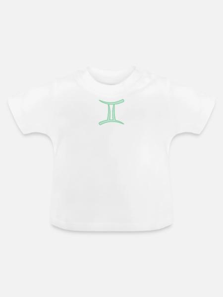 Zwillinge Sternzeichensymbol Pastel Grün - Baby Bio-T-Shirt mit Rundhals - Weiß