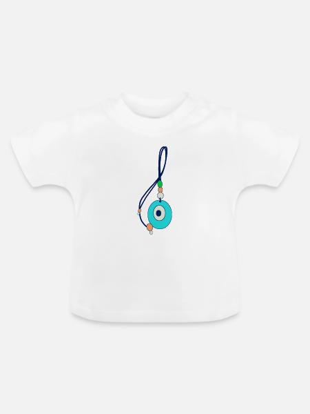 Nazar-Amulett böse Blicke - Baby Bio-T-Shirt mit Rundhals - Weiß