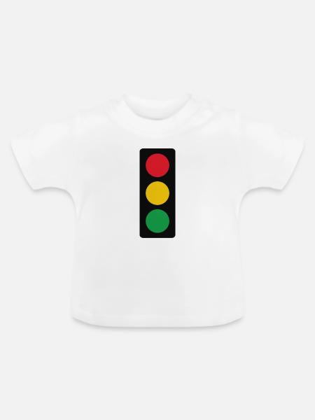 Ampel - Baby Bio-T-Shirt mit Rundhals - Weiß