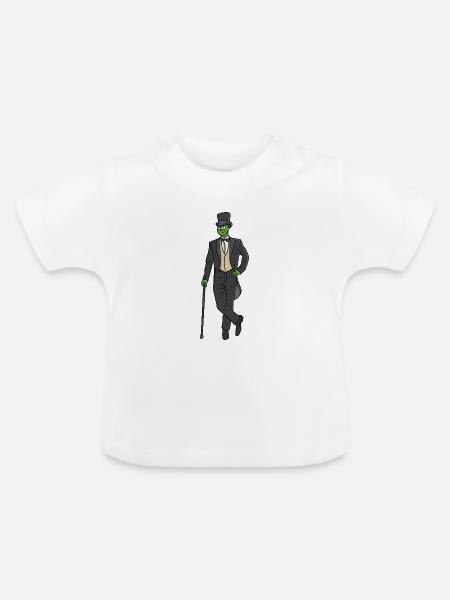 Alien im Anzug - Baby Bio-T-Shirt mit Rundhals - Weiß