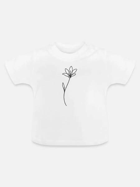 Botanische Linienblüte Minimal - Baby Bio-T-Shirt mit Rundhals - Weiß