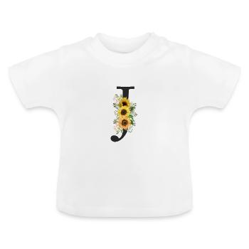 J Monogram Tournesols - T-shirt bio col rond Bébé - blanc - Devant