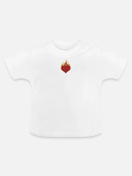Morocco Flag Heart on Fire - Baby Bio-T-Shirt mit Rundhals - Weiß