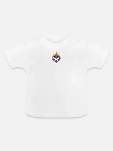 Scotland Flag Heart on Fire - Baby Bio-T-Shirt mit Rundhals - Weiß