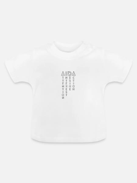 AIDA – Formel Kommunikation Marketing Verkauf - Baby Bio-T-Shirt mit Rundhals - Weiß