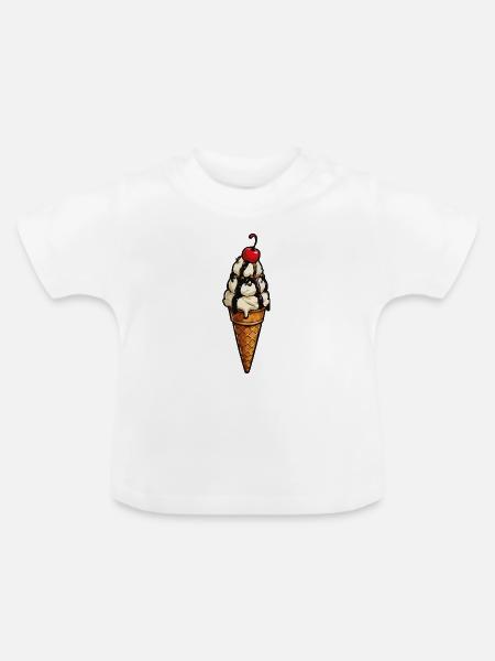 Schmelzende Eiscreme Krone im Waffel - Baby Bio-T-Shirt mit Rundhals - Weiß
