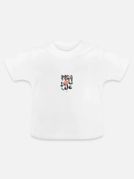 Flamingo - Baby Bio-T-Shirt mit Rundhals - Weiß