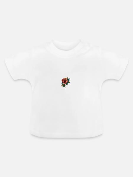 Rose Blume - Baby Bio-T-Shirt mit Rundhals - Weiß