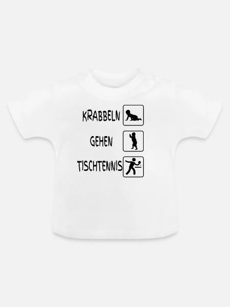 Krabbeln Gehen Tischtennis - Baby Bio-T-Shirt mit Rundhals - Weiß