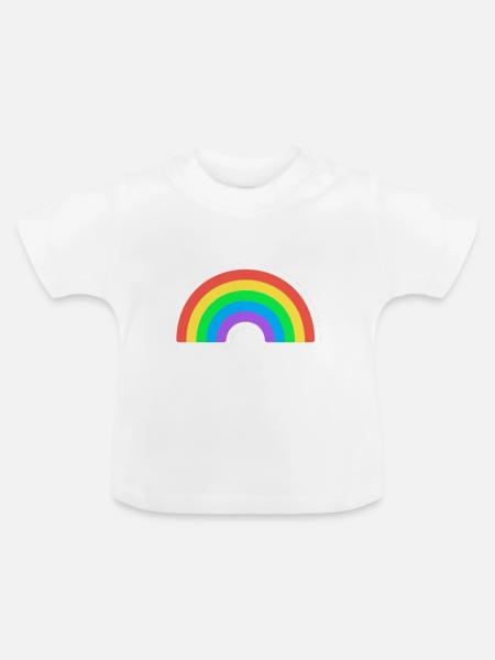 Regenbogen - Baby Bio-T-Shirt mit Rundhals - Weiß