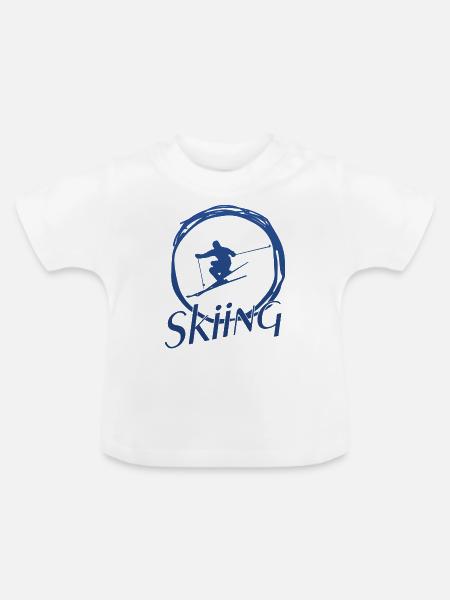 skiing, ski fahren, ski - Baby Bio-T-Shirt mit Rundhals - Weiß