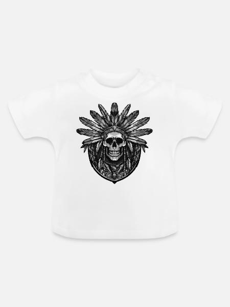 Häuptling Skull Wappen - Baby Bio-T-Shirt mit Rundhals - Weiß