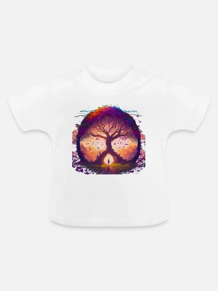 Baum der Träume - Baby Bio-T-Shirt mit Rundhals - Weiß