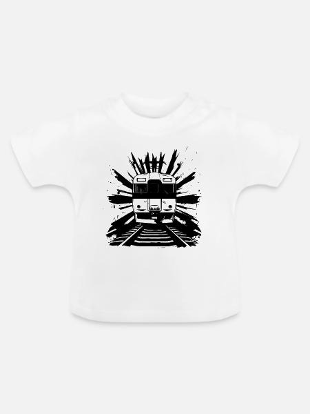 Eisenbahn Skizze - Baby Bio-T-Shirt mit Rundhals - Weiß