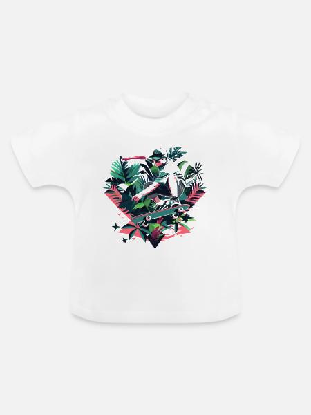 Skateboarder Grafik - Baby Bio-T-Shirt mit Rundhals - Weiß