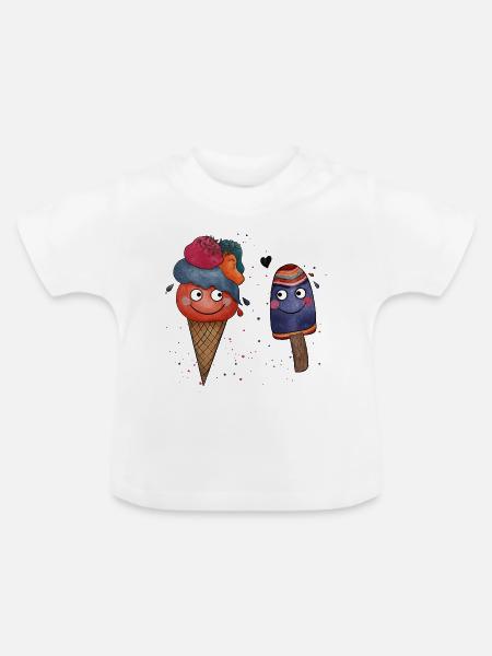 Icecream Summer Love Illustration - Baby Bio-T-Shirt mit Rundhals - Weiß