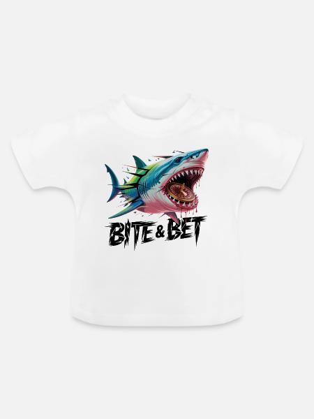Hai-Roulette-Biss - Baby Bio-T-Shirt mit Rundhals - Weiß