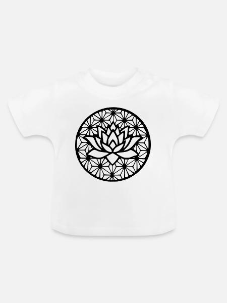 Blume des Lebens & Lotus - Baby Bio-T-Shirt mit Rundhals - Weiß
