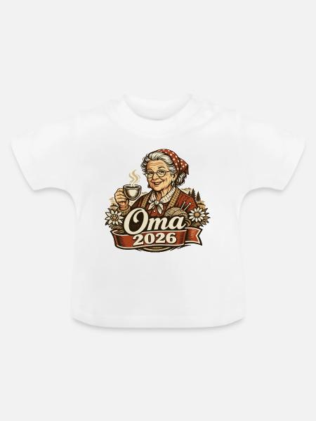 Oma 2026 Loading Geschenk Enkelkind  - Baby Bio-T-Shirt mit Rundhals - Weiß