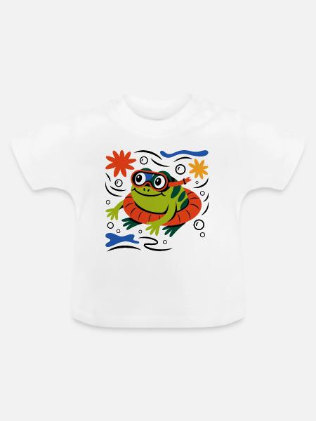 Schnorchel Frosch Abenteuer - Baby Bio-T-Shirt mit Rundhals - Weiß