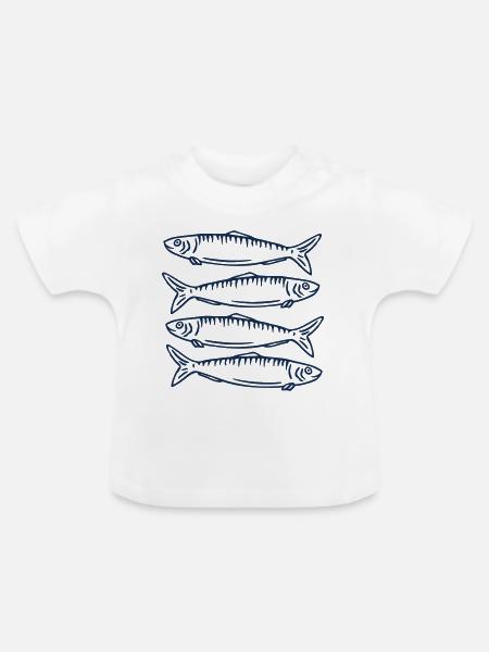 Sardinen Fische Angler - Baby Bio-T-Shirt mit Rundhals - Weiß