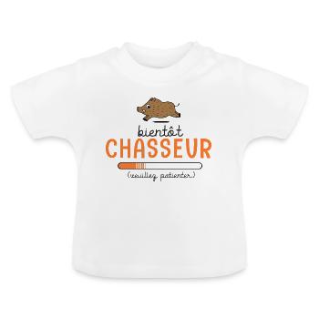 chasseur bientôt chasseur chasseurs en cours - T-shirt bio col rond Bébé - blanc - Devant