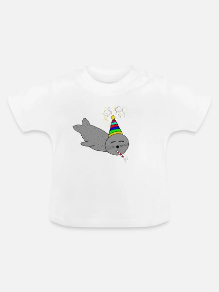 B-day Robbe - Baby Bio-T-Shirt mit Rundhals - Weiß