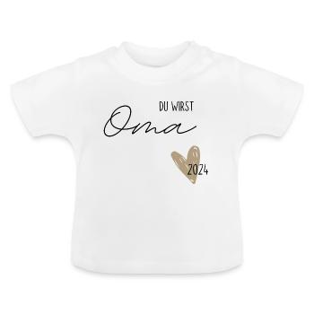Oma 2024 | Nachwuchs verkünden - Baby Bio-T-Shirt mit Rundhals - Weiß - Vorne