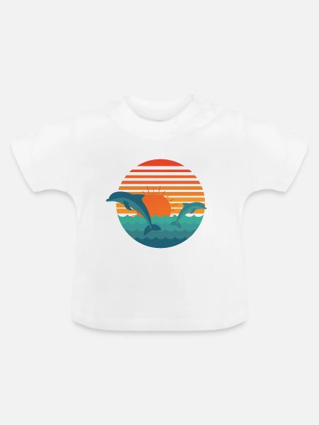 Delfine & Sonne - Baby Bio-T-Shirt mit Rundhals - Weiß