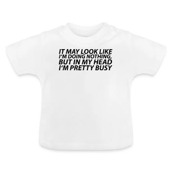 Faulheit lustiger witziger Spruch - Baby Bio-T-Shirt mit Rundhals - Weiß - Vorne