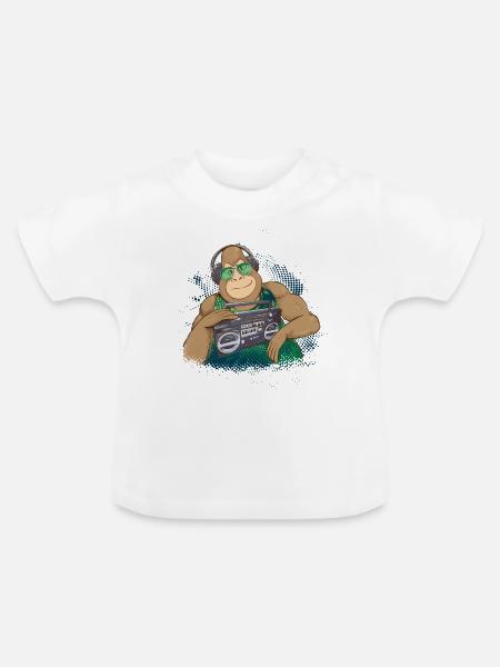 Gorilla Jungle Hiphop - Baby Bio-T-Shirt mit Rundhals - Weiß