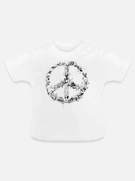 Friedenszeichen - Baby Bio-T-Shirt mit Rundhals - Weiß