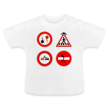 Panneaux Routiers - T-shirt bio col rond Bébé - blanc - Devant
