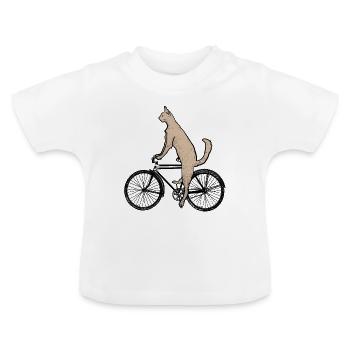 Katze auf dem Fahrrad - Baby Bio-T-Shirt mit Rundhals - Weiß - Vorne