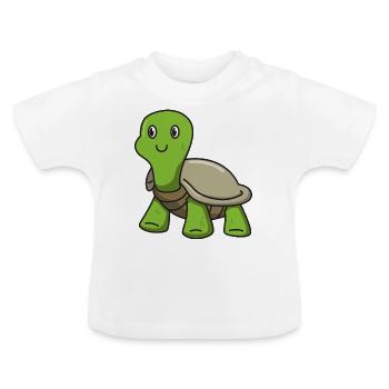 Schildkröte Geschenk Tier Natur Comic Kinder süß - Baby Bio-T-Shirt mit Rundhals - Weiß - Vorne