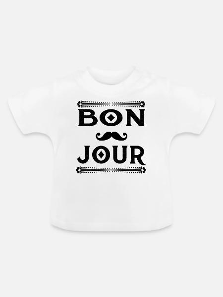 Bon Jour - Baby Bio-T-Shirt mit Rundhals - Weiß