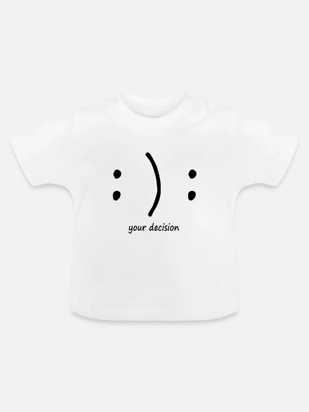 glücklich oder traurig? Emotionen Smiley - Baby Bio-T-Shirt mit Rundhals - Weiß