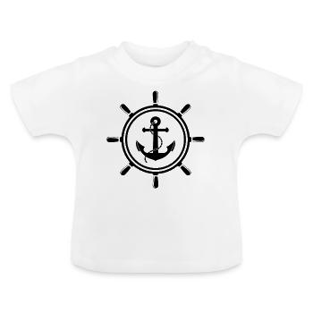 Ancre avec volant - T-shirt bio col rond Bébé - blanc - Devant