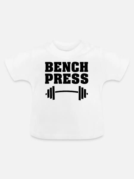 Bankdrücken - Baby Bio-T-Shirt mit Rundhals - Weiß