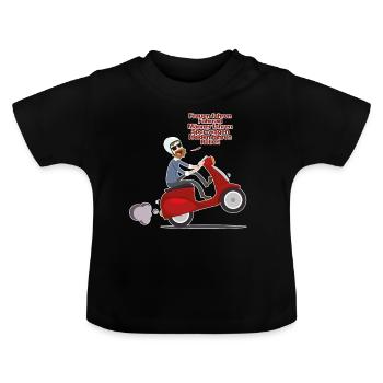 Roller fahren - Baby Bio-T-Shirt mit Rundhals - Schwarz - Vorne
