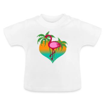 Flamant dans l'eau - T-shirt bio col rond Bébé - blanc - Devant