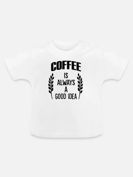 Kaffee Kaffeebohne - Baby Bio-T-Shirt mit Rundhals - Weiß